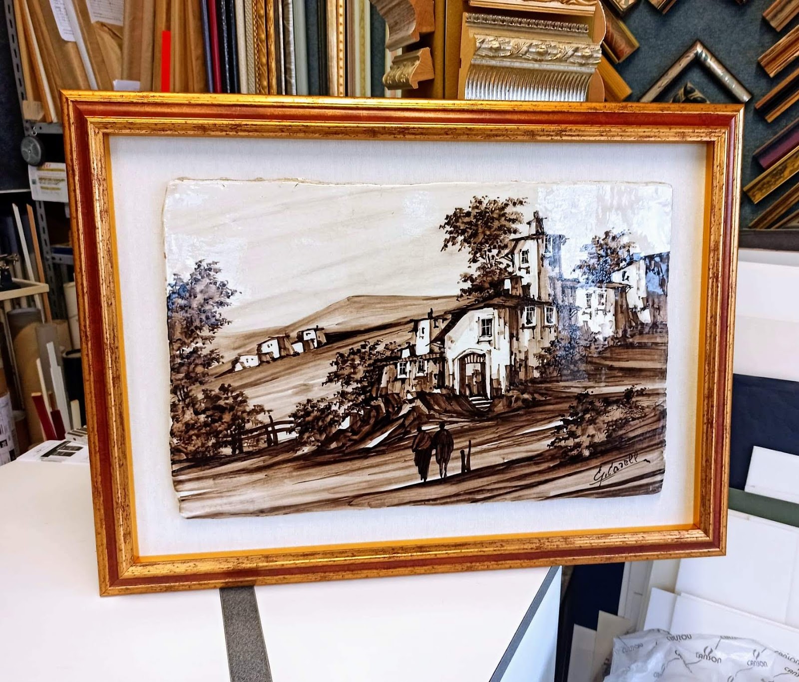 Paesaggio su ceramica